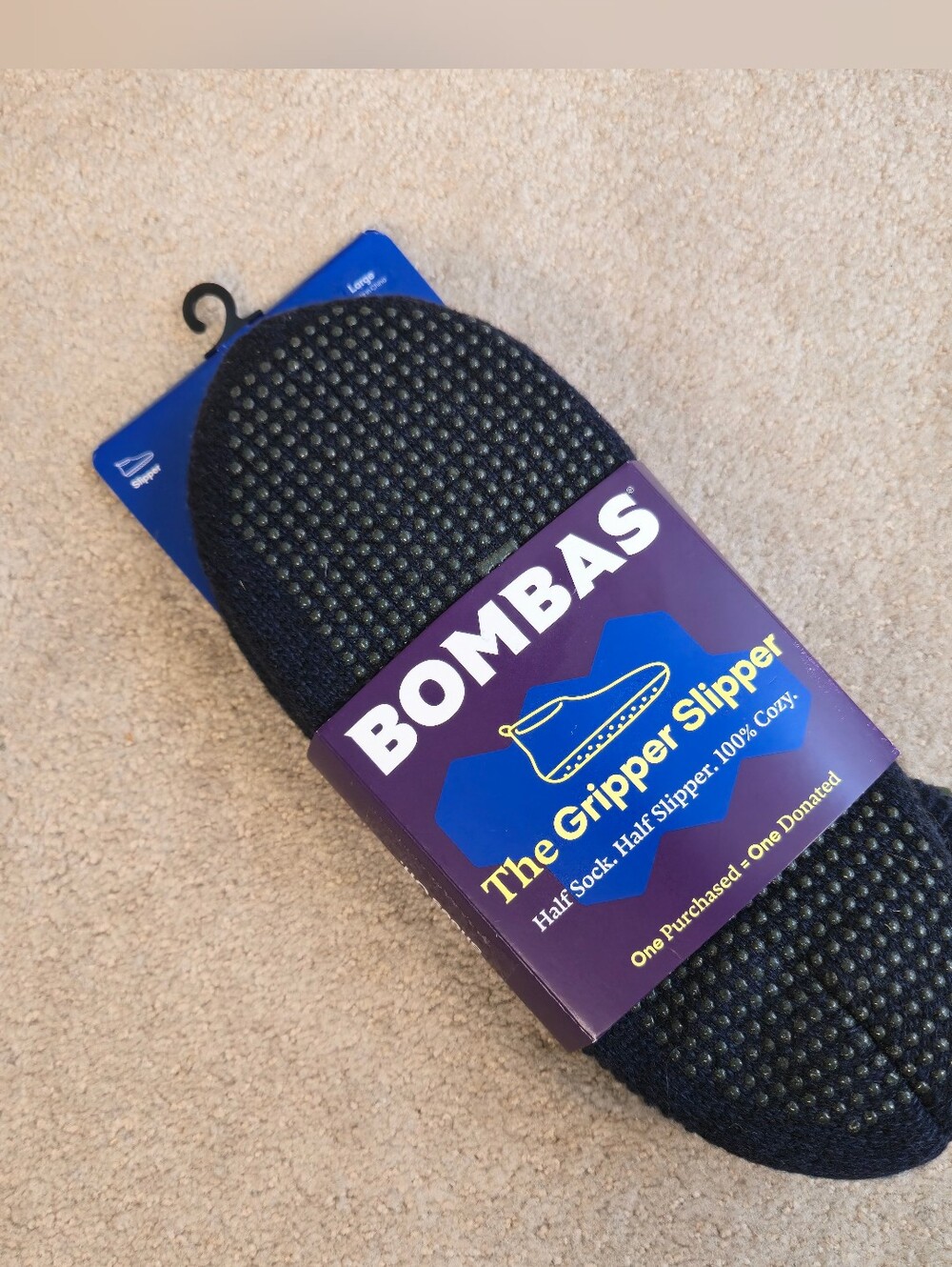 Bombas The Gripper Slipper Lined Non-Slip Cushioned Knit Large